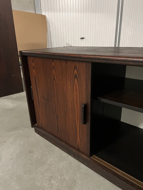 Image 1 of Vintage Mid Century Palisander Büro-Set: Schreibtisch + L-Ausschnitt + Sideboard + Vitrine