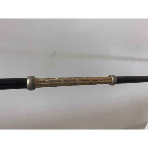 Vintage Stehlampe mit Stativ aus schwarz lackiertem Metall und Messing, 1950er Jahre