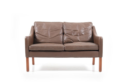 Modell 2208 Ledersofa von Børge Mogensen für Fredericia, 1960er Jahre