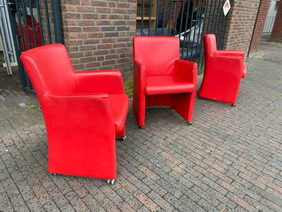 Image 1 of 6x Brees New World Stuhl rotes Leder