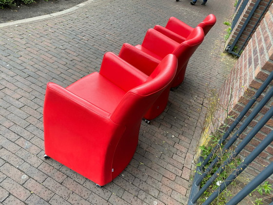 Image 1 of 6x Brees New World Stuhl rotes Leder