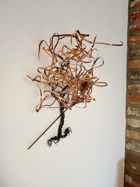 Image 1 of Wanddekoration Baum, Daniel D'Haeseleer, Hollywood Regency Stil, Kupfer und Messing, 1970er Jahre,Belgien