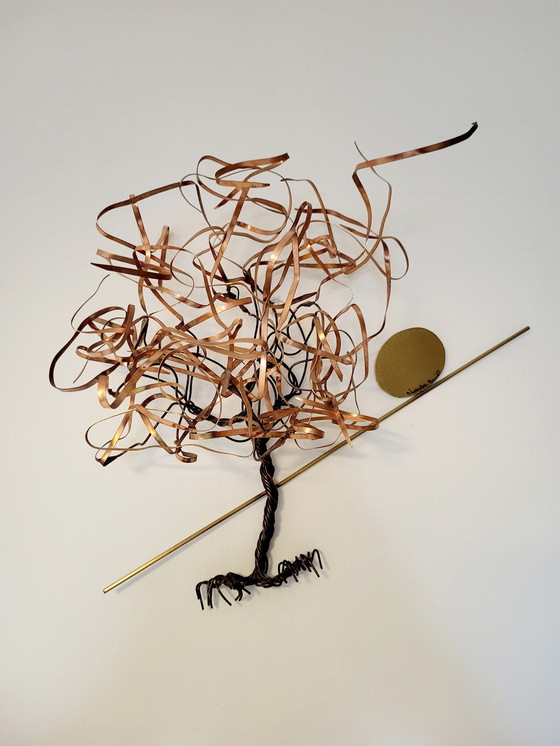 Image 1 of Wanddekoration Baum, Daniel D'Haeseleer, Hollywood Regency Stil, Kupfer und Messing, 1970er Jahre,Belgien