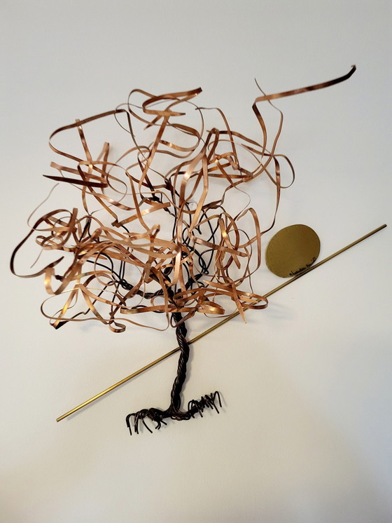 Image 1 of Wanddekoration Baum, Daniel D'Haeseleer, Hollywood Regency Stil, Kupfer und Messing, 1970er Jahre,Belgien