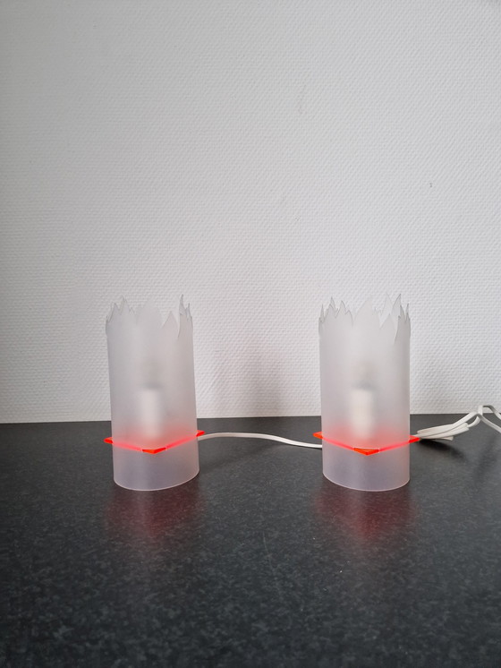 Image 1 of 2x Flame Lamp Tischleuchte mit fluoreszierendem Plexiglas