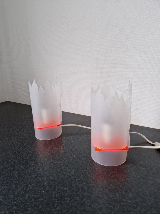 Image 1 of 2x Flame Lamp Tischleuchte mit fluoreszierendem Plexiglas