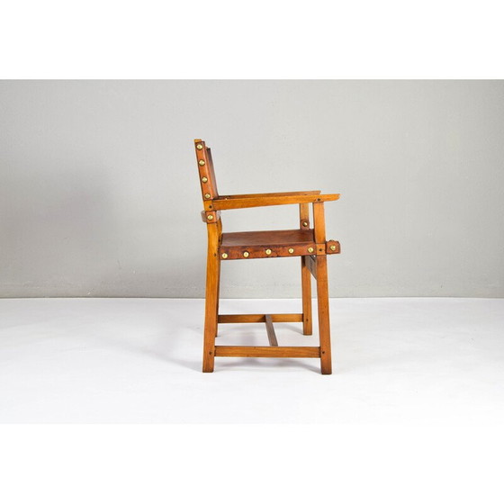 Image 1 of Vintage-Sessel Castellana aus Eiche und cognacfarbenem Leder, Spanien