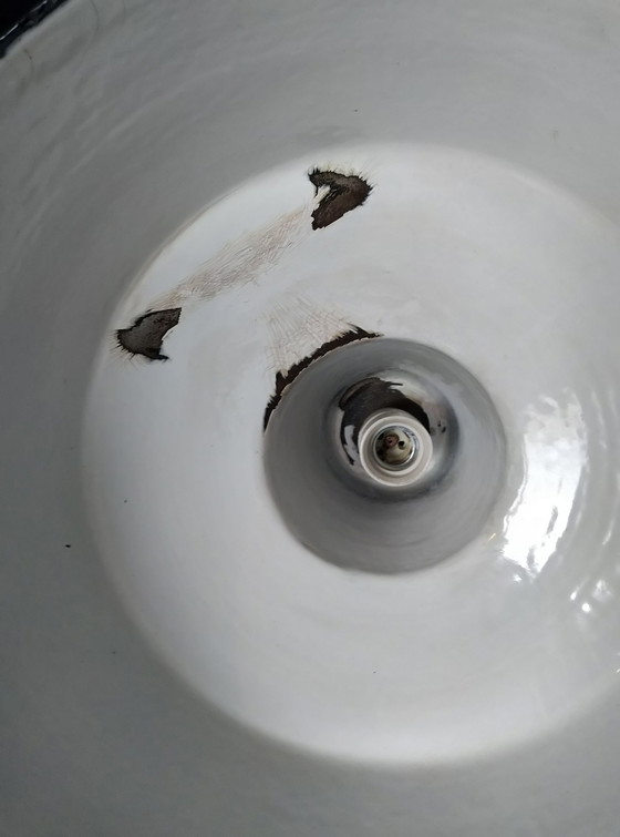 Image 1 of 3x Industrielampen schwarz und weiß emailliert