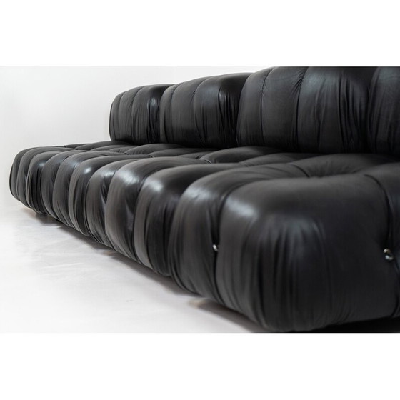 Image 1 of Schwarzes 3-Sitzer-Sofa aus Leder von Mario Bellini für C & B Italia, 1970