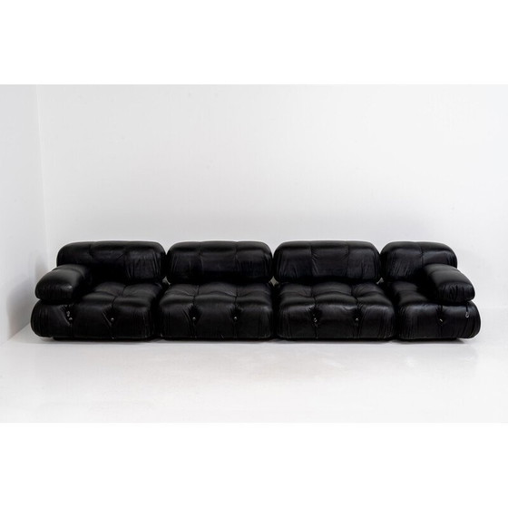 Image 1 of Schwarzes 3-Sitzer-Sofa aus Leder von Mario Bellini für C & B Italia, 1970