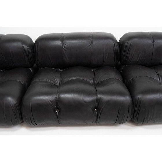 Image 1 of Schwarzes 3-Sitzer-Sofa aus Leder von Mario Bellini für C & B Italia, 1970