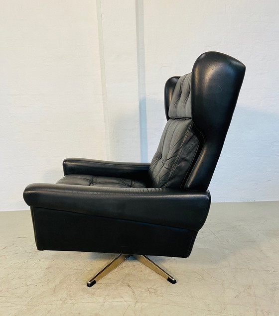 Image 1 of Vintage Danish Retro Mid-Century Svend Skipper Schwarzer Lederstuhl 60S