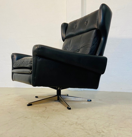 Image 1 of Vintage Danish Retro Mid-Century Svend Skipper Schwarzer Lederstuhl 60S