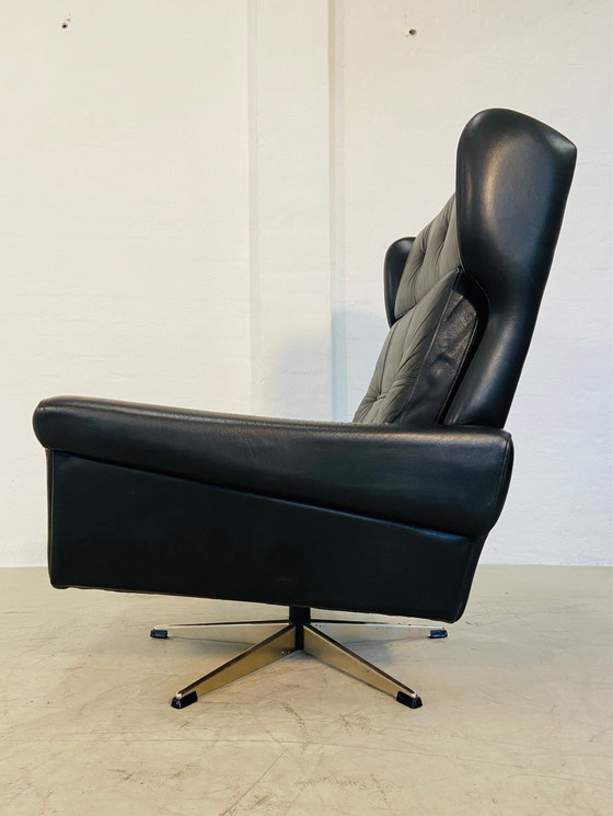 Image 1 of Vintage Danish Retro Mid-Century Svend Skipper Schwarzer Lederstuhl 60S