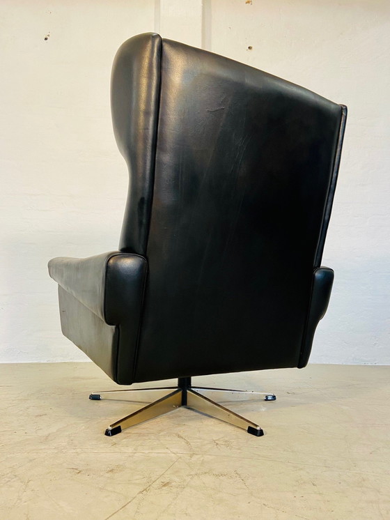 Image 1 of Vintage Danish Retro Mid-Century Svend Skipper Schwarzer Lederstuhl 60S