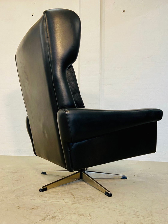 Image 1 of Vintage Danish Retro Mid-Century Svend Skipper Schwarzer Lederstuhl 60S