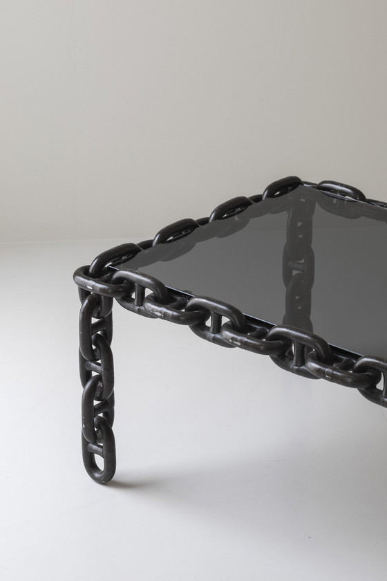 Image 1 of Außergewöhnlicher Artisan Chain Link Couchtisch, Belgien 1970er Jahre
