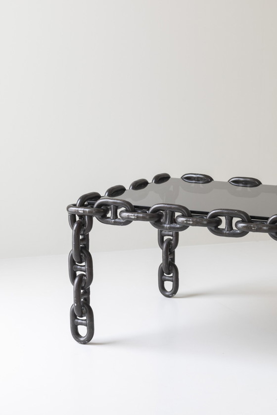 Image 1 of Außergewöhnlicher Artisan Chain Link Couchtisch, Belgien 1970er Jahre