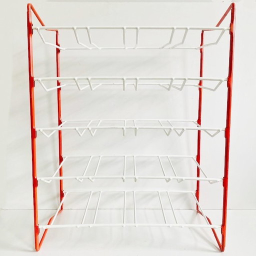 Vintage Tomado Lagerregal orange weiß 1960er Jahre