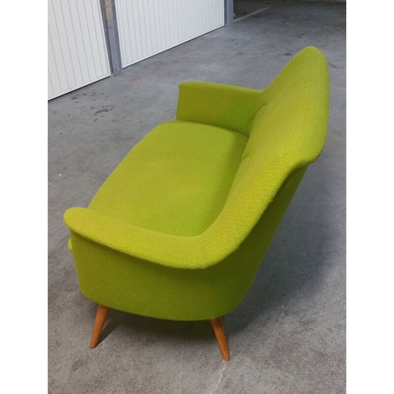 Image 1 of Cocktailsofa aus Teakholz und grünem Stoff