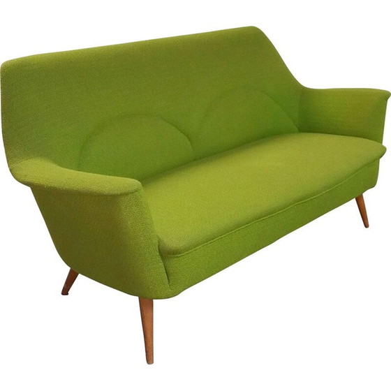 Image 1 of Cocktailsofa aus Teakholz und grünem Stoff