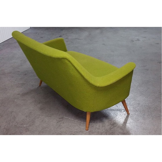 Image 1 of Cocktailsofa aus Teakholz und grünem Stoff