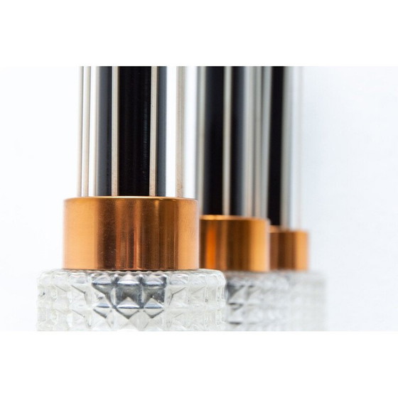 Image 1 of Vintage Pendelleuchte aus Glas und Messing, Tschechoslowakei 1970