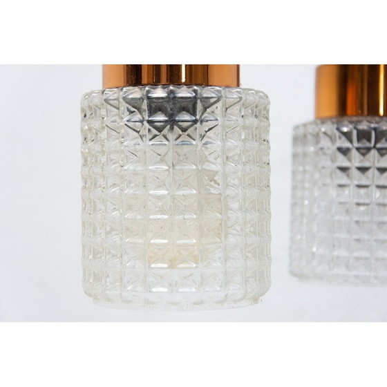 Image 1 of Vintage Pendelleuchte aus Glas und Messing, Tschechoslowakei 1970