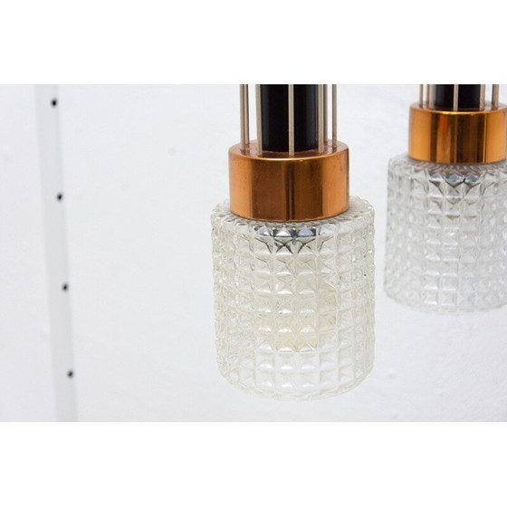 Image 1 of Vintage Pendelleuchte aus Glas und Messing, Tschechoslowakei 1970