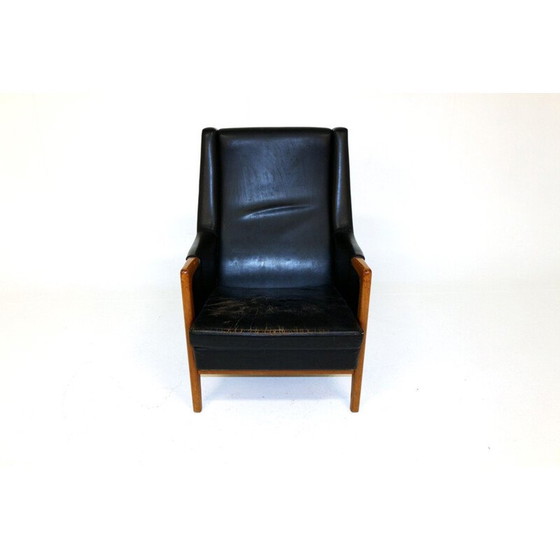 Image 1 of Vintage Sessel aus patiniertem Leder, Schweden 1960