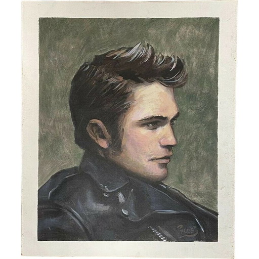 Vintage Öl auf Leinwand "Porträt Profil Mann" von Pierre Markovic, 2015