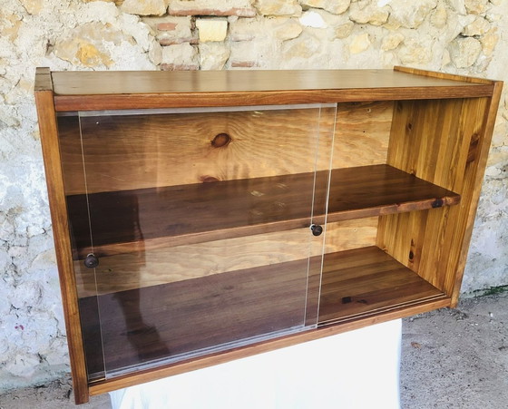 Image 1 of Vintage Wandregal mit Plexiglas-Schiebetüren 1970'S