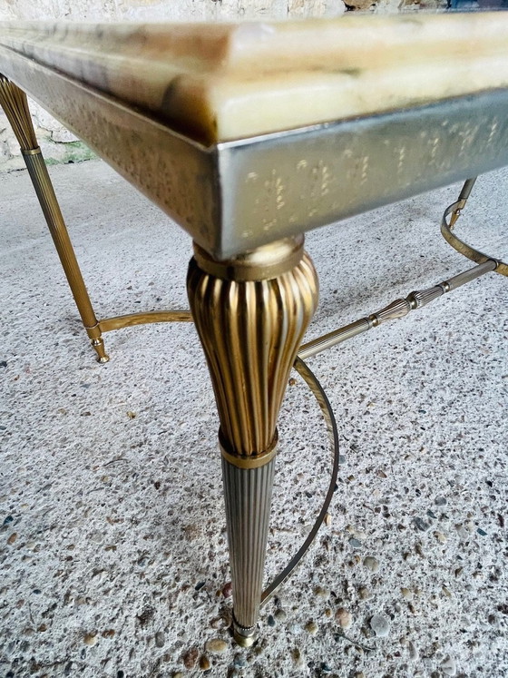 Image 1 of Mid-Century , Vintage Marmor & Messing Couchtisch, 1960S