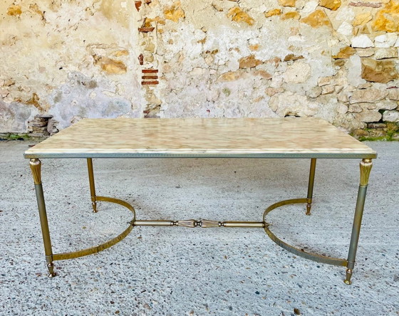Image 1 of Mid-Century , Vintage Marmor & Messing Couchtisch, 1960S