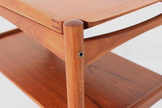 Image 1 of Poul Hundevad Mid Century teak serving trolley / Servierwagen with removable tray, Denmark 1960s