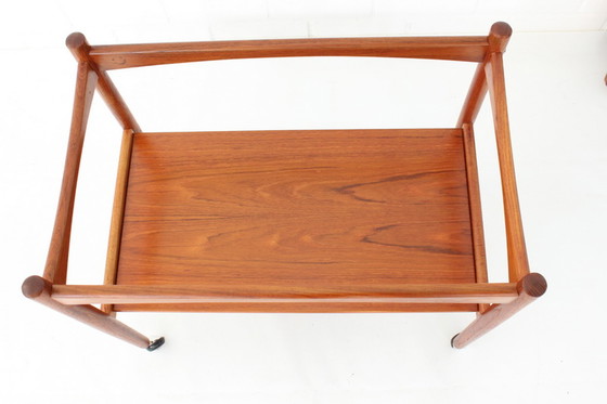 Image 1 of Poul Hundevad Mid Century teak serving trolley / Servierwagen with removable tray, Denmark 1960s