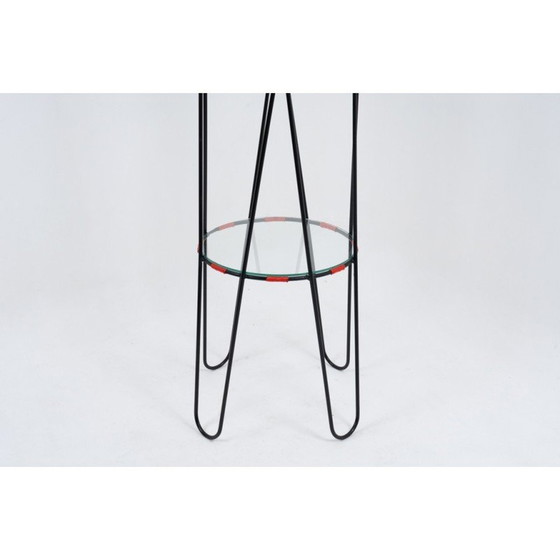Image 1 of Vintage-Garderobe aus schwarz lackiertem Metall und farbigem Holz von Roger Feraud, Frankreich 1950