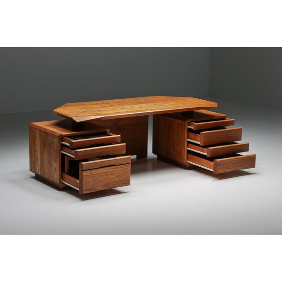 Image 1 of Vintage B40 Schreibtisch aus massivem Ulmenholz von Pierre Chapo, 1960er Jahre