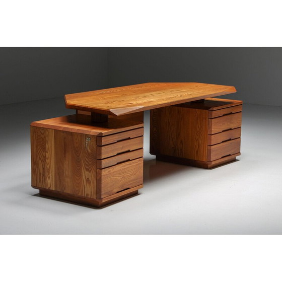 Image 1 of Vintage B40 Schreibtisch aus massivem Ulmenholz von Pierre Chapo, 1960er Jahre