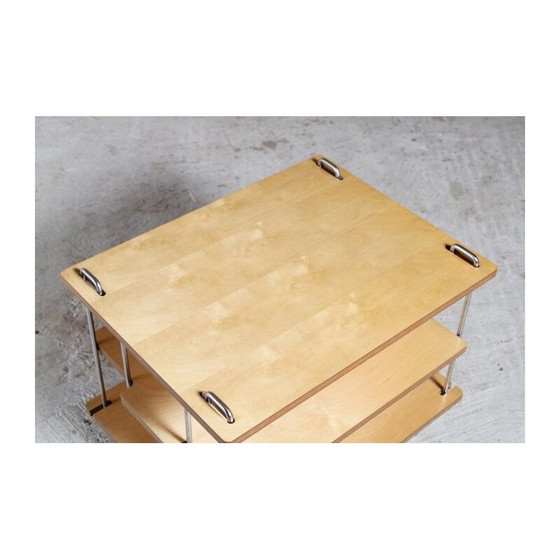 Image 1 of 3-stöckiger Couchtisch aus Ahorn und Chrom von Heal's, 2000