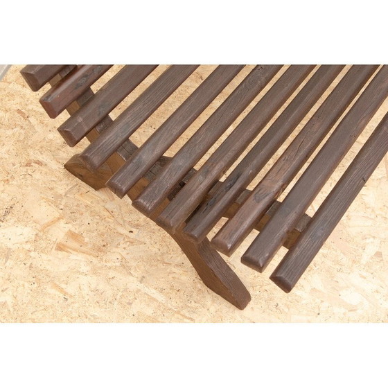 Image 1 of Vintage-Gartenbank aus gebeiztem Kiefernholz, Tschechoslowakei 1980