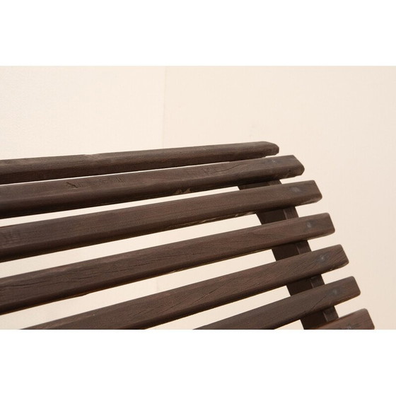 Image 1 of Vintage-Gartenbank aus gebeiztem Kiefernholz, Tschechoslowakei 1980