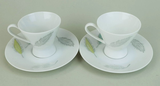 Image 1 of 8-teiliges Mokka-Set Rosenthal Form 2000 Raymond Loewy Decor Falling Leaves