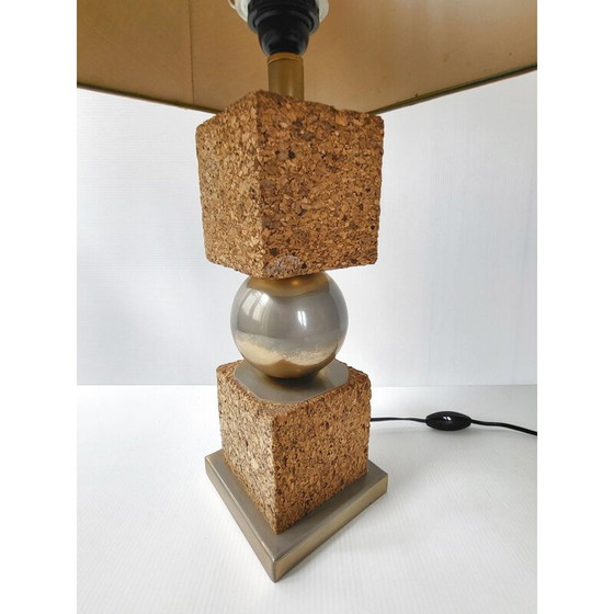Image 1 of Vintage-Lampe aus Kork und Stahl, 1970