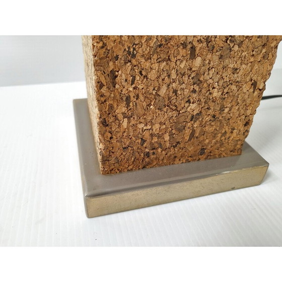 Image 1 of Vintage-Lampe aus Kork und Stahl, 1970