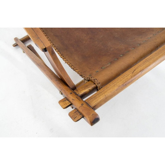 Image 1 of Schaukelstuhl aus Ulmenholz und Leder, Tschechoslowakei 1960er Jahre