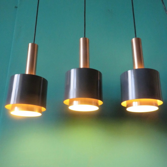 Image 1 of Vintage Doria 3-Licht Aluminium Pendelleuchte, Österreich 1960