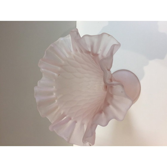 Image 1 of Vintage Corolle Vase aus rosa Milchglas, Italien 1980