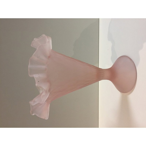 Image 1 of Vintage Corolle Vase aus rosa Milchglas, Italien 1980