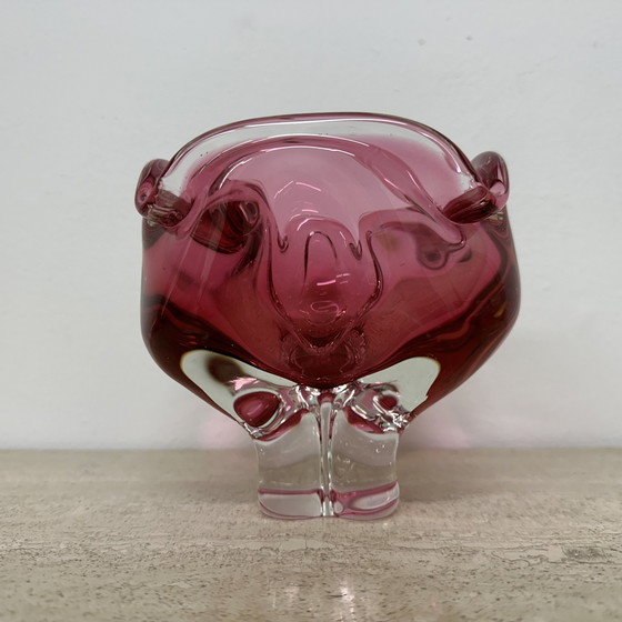 Image 1 of Mid Century Murano Glas Rosa Schale , 1970S